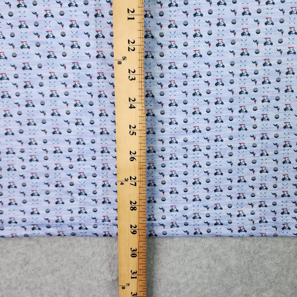 TailorByrd Performance Golf Polo Mens XL Shirt Blue Golf Cart Pattern AOP SPF-30 - Picture 13 of 16